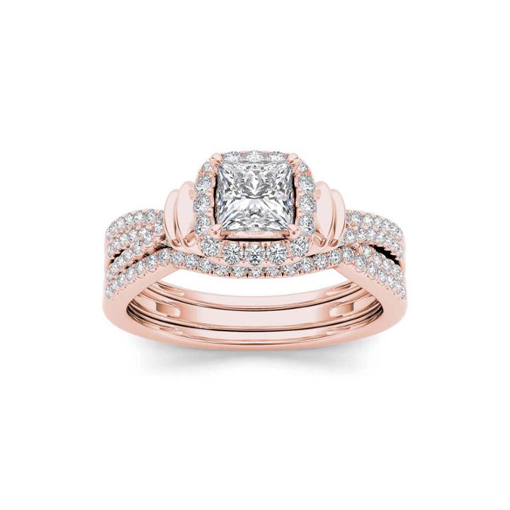 1 Ct. T.w. Diamond 14k Rose Gold Bridal Set