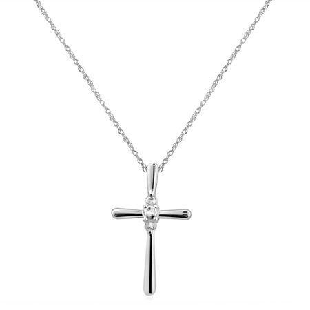 1/10 Ct. T.w. Diamond 10k White Gold Cross Pendant Necklace