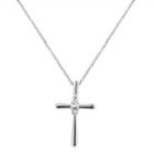 1/10 Ct. T.w. Diamond 10k White Gold Cross Pendant Necklace