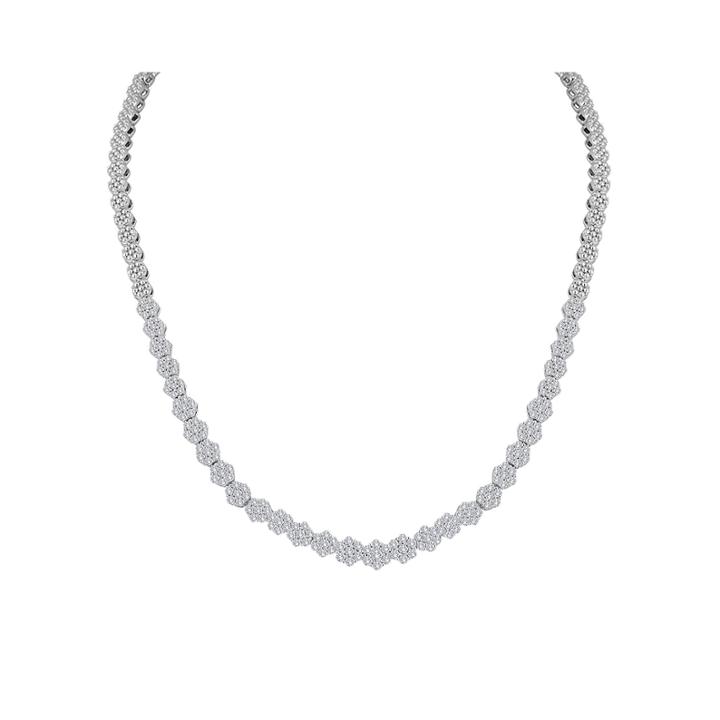 Diamond Blossom 4 Ct. T.w. Diamond Cluster Sterling Silver Tennis Necklace