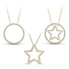 18k Gold Over Silver 3-in-1 Cubic Zirconia Circle Star Necklace