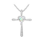Love In Motion&trade; Lab-created Opal And Diamond-accent Cross Pendant Necklace