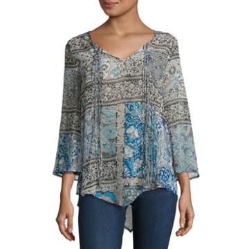 One World Apparel 3/4 Sleeve Peasant Top