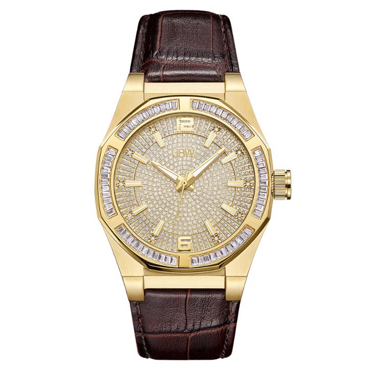 Jbw 18k Gold-plated Stainless-steel Apollo Mens Brown Strap Watch-j6350b