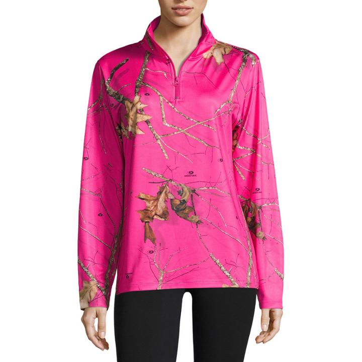 Mossy Oak 1/4 Zip Hot Pink Shirt