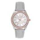 Geneva Womens Gray Rhinestone Strap Watch