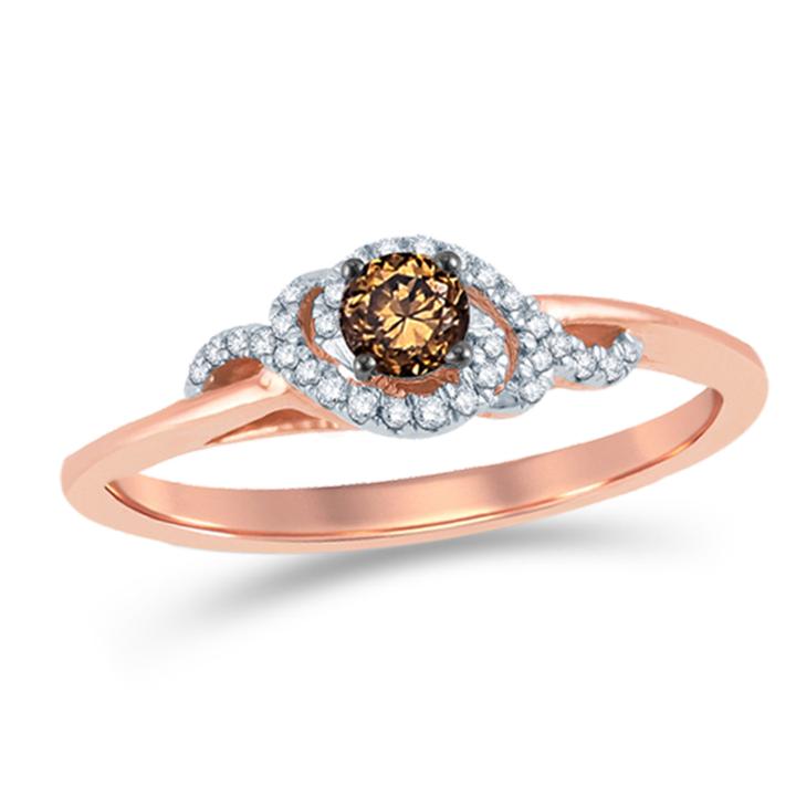1/4 Ct. T.w. Round Champagne Diamond 10k Gold