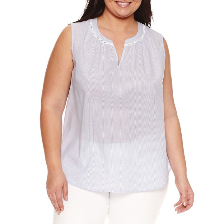 Claiborne Sleeveless Peasant Top Plus