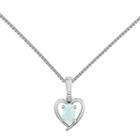 Womens Diamond Accent Lab Created White Opal Heart Pendant Necklace