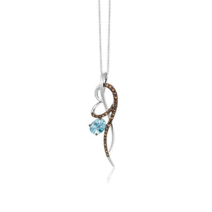 Grand Sample Sale By Le Vian Sea Blue Aquamarine And Chocolate Quartz Pendant In 14k Vanilla Gold