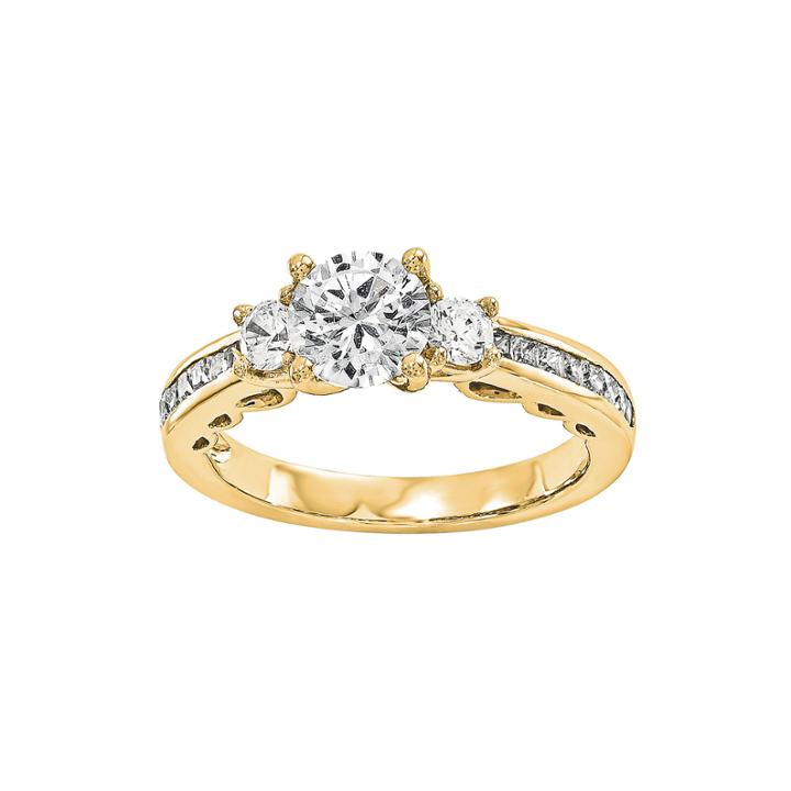 1 1/8 Ct. T.w. Diamond 14k Yellow Gold 3-stone Engagement Ring