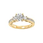1 1/8 Ct. T.w. Diamond 14k Yellow Gold 3-stone Engagement Ring
