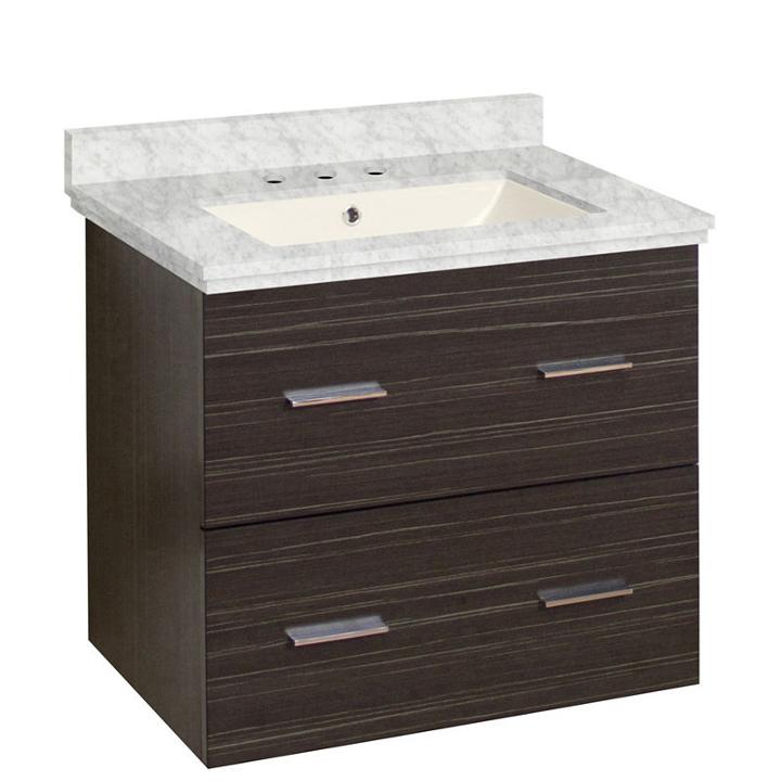 23.75-in. W Wall Mount Dawn Grey Vanity Set For 3h8-in. Drilling Bianca Carara Top Biscuit Um Sink