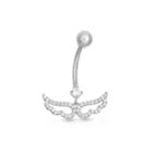 10k White Gold Cubic Zirconia Angel Wings Belly Ring