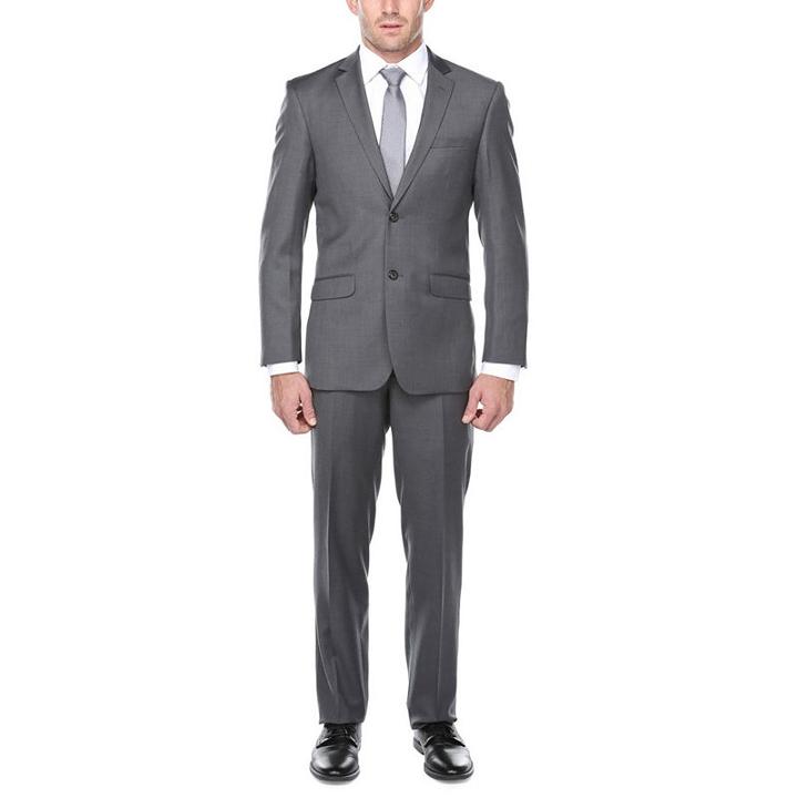 Verno Men's Dark Grey 100% Wool Classic Fit Italian Styled Three Piece Suit