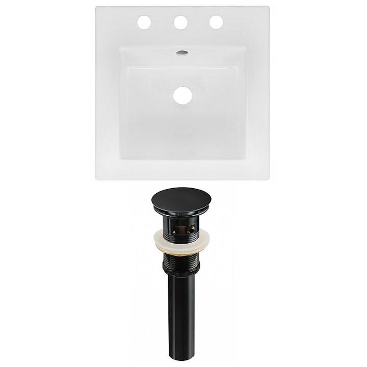 16.5-in. W 3h8-in. Ceramic Top Set In White Color- Overflow Drain Incl.