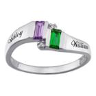 Personalized Diamond-accent Couple's Name Birthstone Ring