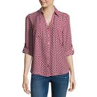 By & By 3/4 Sleeve Crepe Dots Blouse-juniors