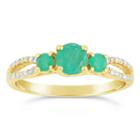 Womens 1/8 Ct. T.w. Genuine Green Emerald 10k Gold 3-stone Ring