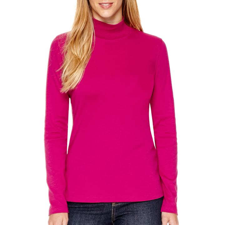 St. John's Bay Long-sleeve Mockneck T-shirt