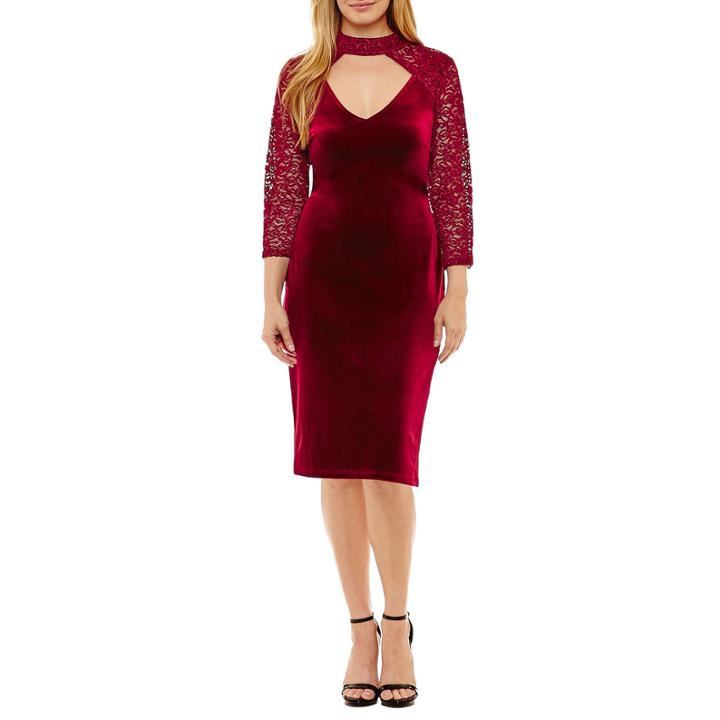 Blu Sage 3/4 Sleeve Party Dress - Petites