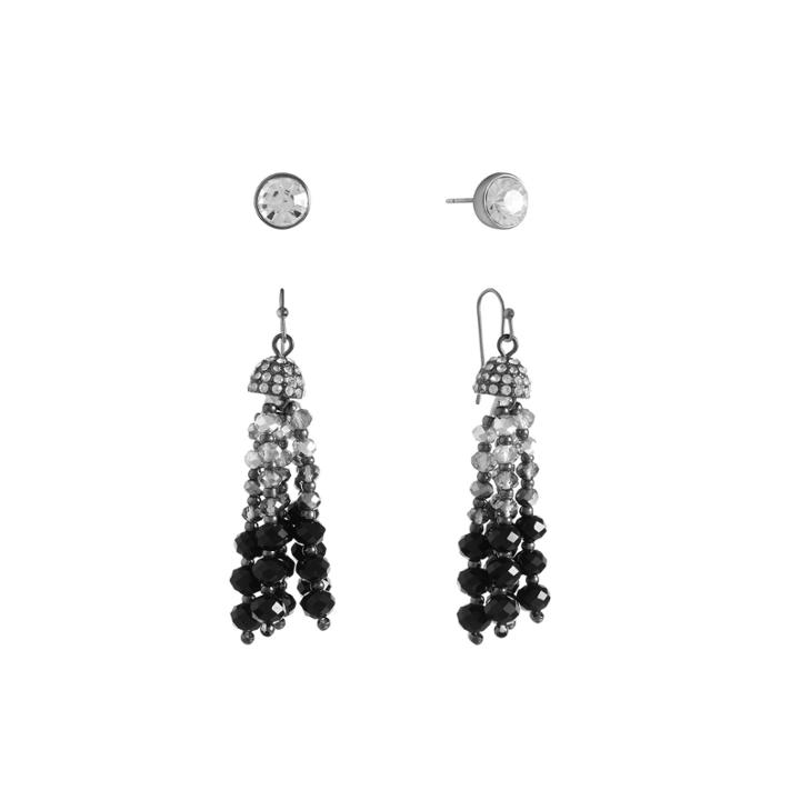 Liz Claiborne Womens 2 Pair Black Jewelry Set