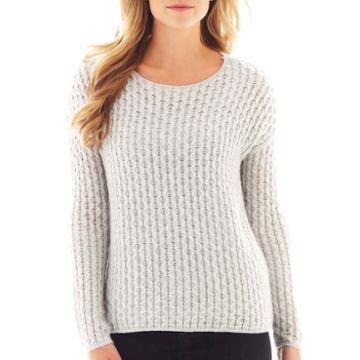 Jcp&trade; Long-sleeve Boatneck Pointelle Sweater