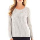 Jcp&trade; Long-sleeve Boatneck Pointelle Sweater