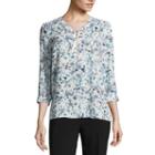 Liz Claiborne 3/4 Sleeve V Neck Georgette Blouse