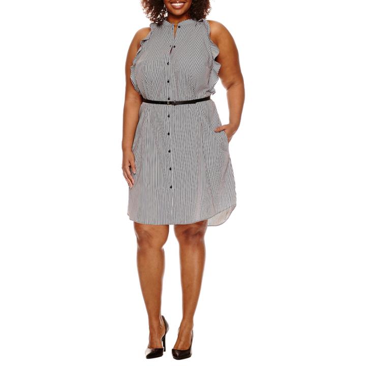 Worthington Sleeveless Shirt Dress-plus