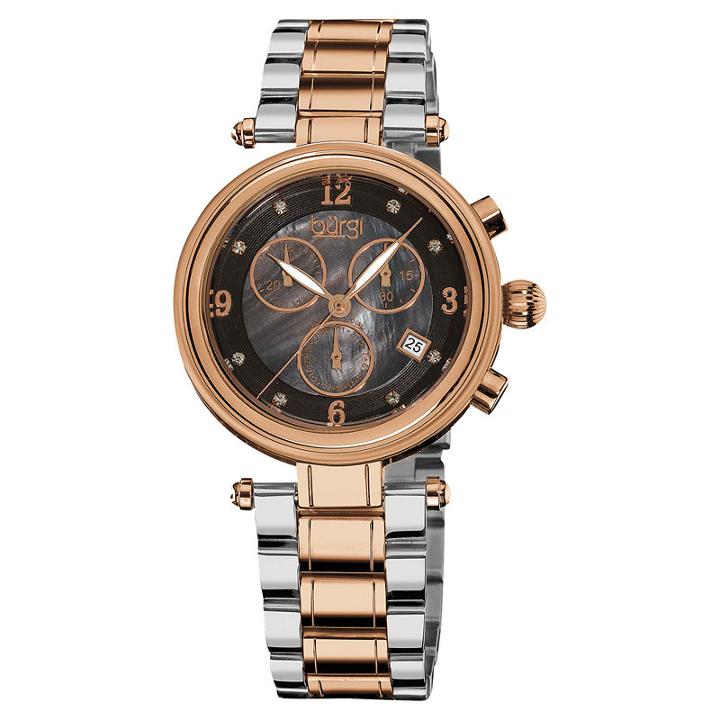 Burgi Womens Two Tone Strap Watch-b-080rg