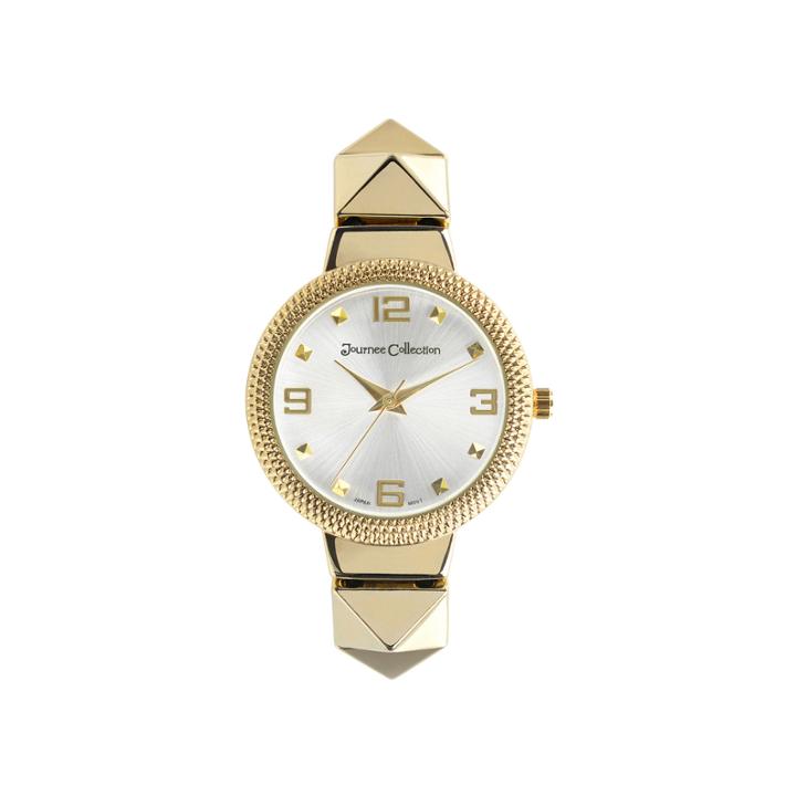 Journee Collection Womens Textured Bezel Stainless Steel Bracelet Watch