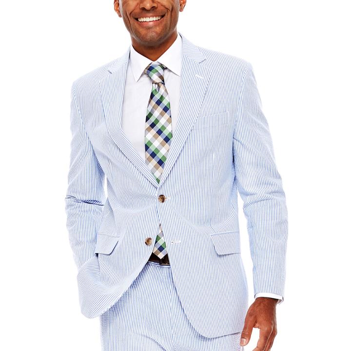 Stafford Blue White Seersucker Jacket Cls