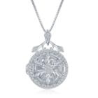 Enchanted Disney Fine Jewelry 1/4 C.t.t.w. Diamond Frozen Snowflake Locket Pendant Necklace In Sterling Silver