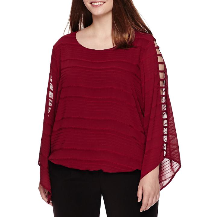 Alyx Long-sleeve Lattice-trim Blouse - Plus