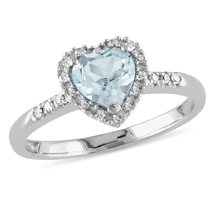 Womens 1/10 Ct. T.w. Genuine Aquamarine Blue Sterling Silver Cocktail Ring