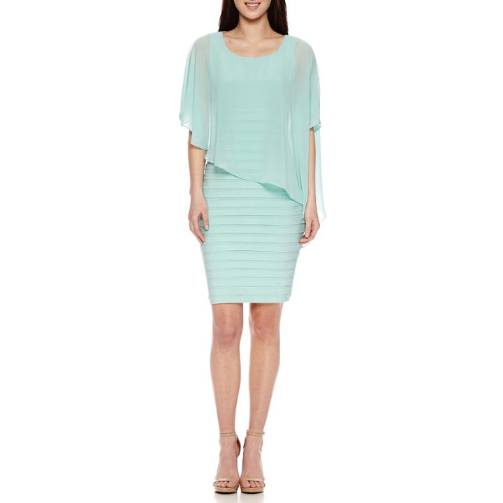 Scarlett Sleeveless Cape Sheath Dress