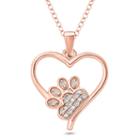 Womens Diamond Accent White Diamond 14k Rose Gold Over Silver Heart Pendant Necklace