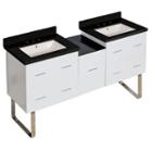 61.5-in. W Floor Mount White Vanity Set For 3h8-in. Drilling Black Galaxy Top Biscuit Um Sink