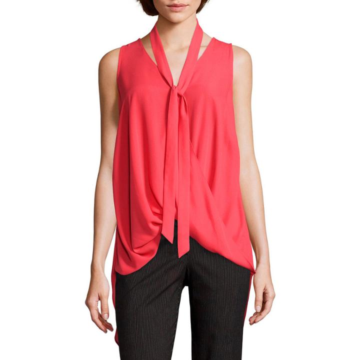Heart & Soul Sleeveless Chiffon Criss-cross Bow Blouse