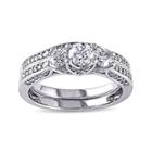 1-1/10 Ct. T.w. Diamond 14k White Gold 3-stone Bridal Ring Set