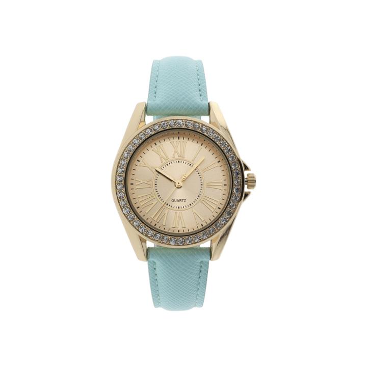 Womens Crystal-accent Mint Strap Watch