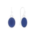 Liz Claiborne Blue Acrylic Stone Silver-tone Oval Drop Earrings