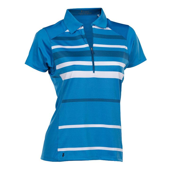 Short Sleeve Stripe Knit Polo Shirt - Plus