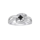 1/4 Ct. T.w. White And Color-enhanced Black Diamond Sterling Silver Ring