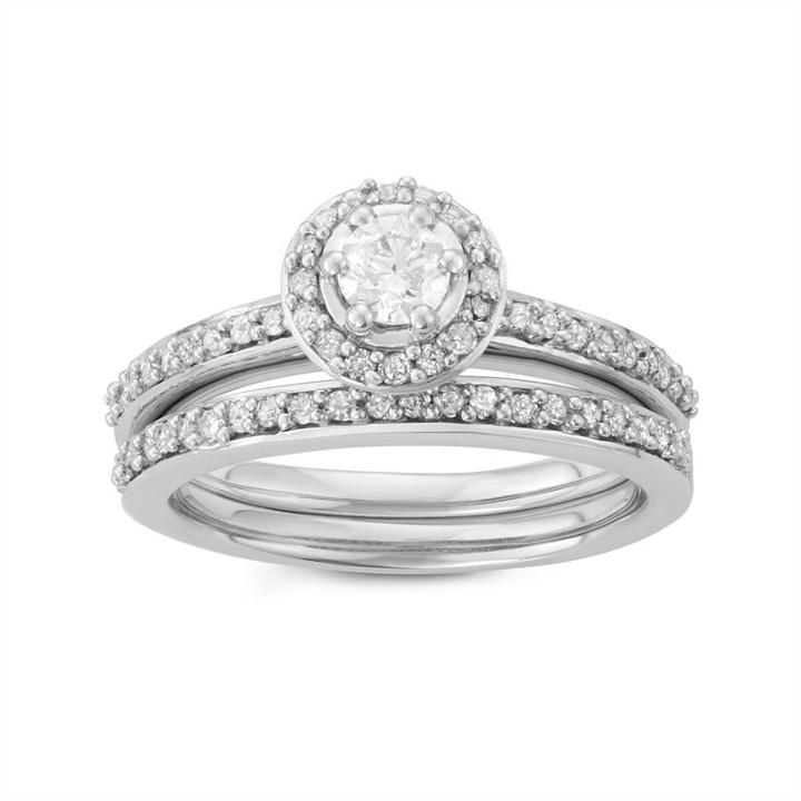 Womens 1/2 Ct. T.w. Genuine Diamond White Round Bridal Set
