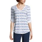 Liz Claiborne 3/4 Sleeve V Neck T-shirt-talls