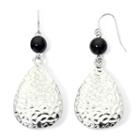 Mixit&trade; Silver-tone Black Hammered Teardrop Earrings