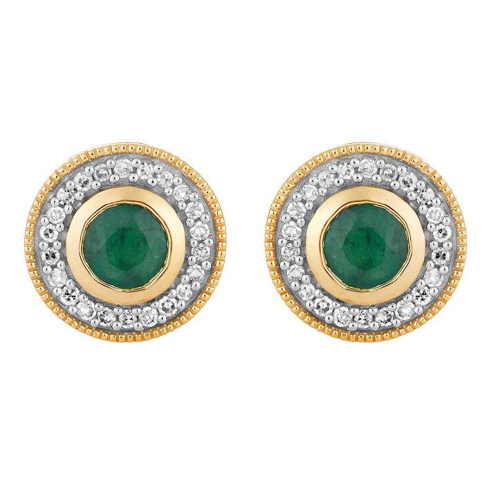 1/5 Ct. T.w. Genuine Green Emerald 10k Gold 9.2mm Stud Earrings