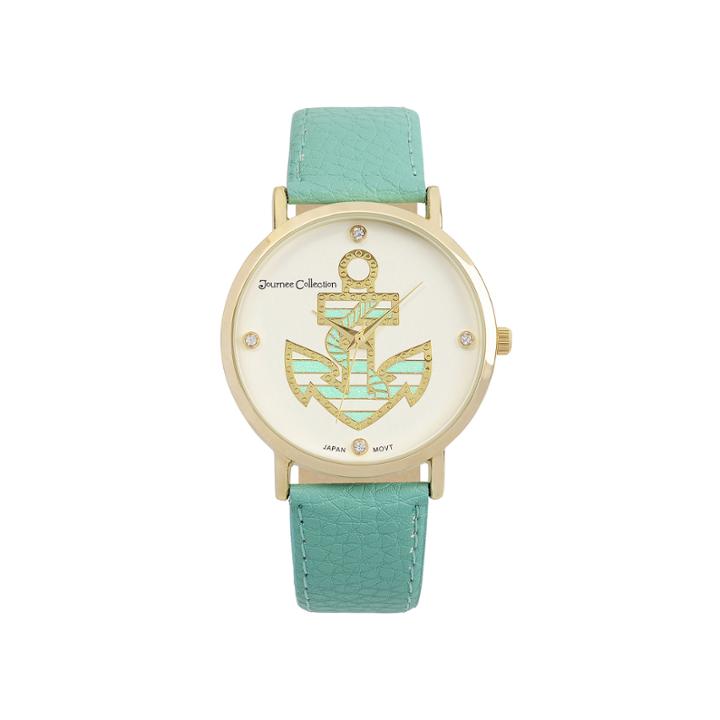 Journee Collection Womens Crystal-accent Anchor Dial Watch
